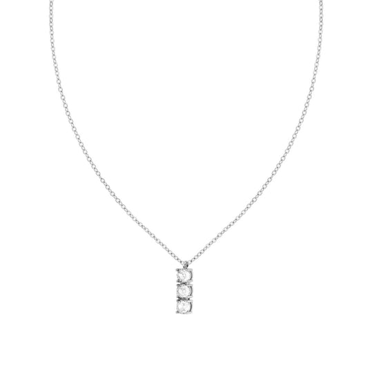 Halskette Forzatina-Kette mit Trilogy und Crystal Weiß aus Edelstahl - MeinSchmuckShop
