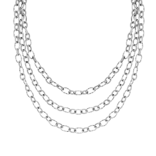 Dreifädige Kette, Forzatina-Kette, abwechselnd glatt und Torchon aus Stahl - MeinSchmuckShop