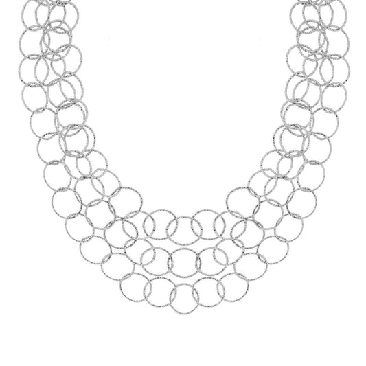 Dreistrangkette aus Stahl mit diamantierten Kreisen - MeinSchmuckShop