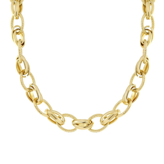 Halskette Kette Forzatina Multimaglia Torchon aus Edelstahl in Goldfarbe - MeinSchmuckShop