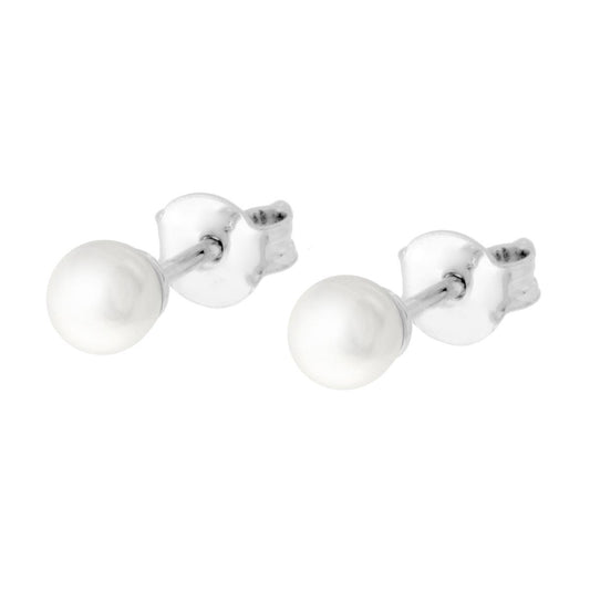 Ohrringe Weiße Perle 4 mm aus Stahl - MeinSchmuckShop