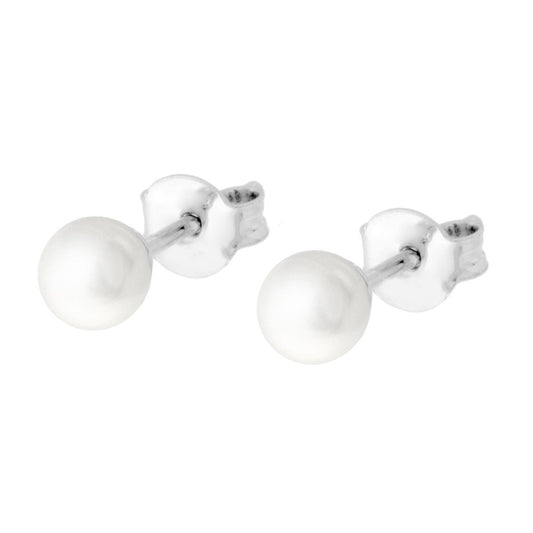 Ohrringe mit weißer Perle, 5 mm, aus Edelstahl - MeinSchmuckShop