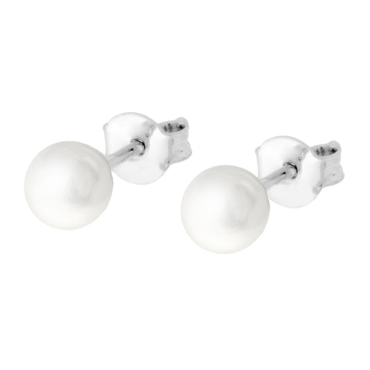 Ohrringe Weiße Perle 6 mm in Edelstahl - MeinSchmuckShop