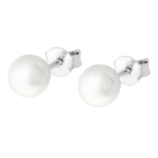 Ohrringe mit weißer Perle, 8 mm, aus Edelstahl - MeinSchmuckShop