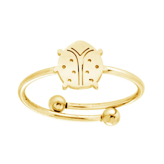Ring mit Marienkäfer aus Edelstahl, goldfarben - MeinSchmuckShop