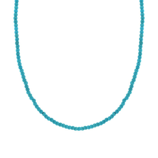 Perlenkette mit Faden, 3 mm, Farbe Türkis, aus Edelstahl - MeinSchmuckShop