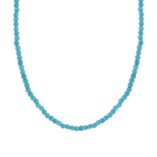 Perlenkette, 4 mm, Türkis, Edelstahl - MeinSchmuckShop