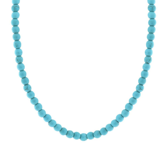 Perlenfadenkette 6 mm, türkisfarben, Edelstahl - MeinSchmuckShop