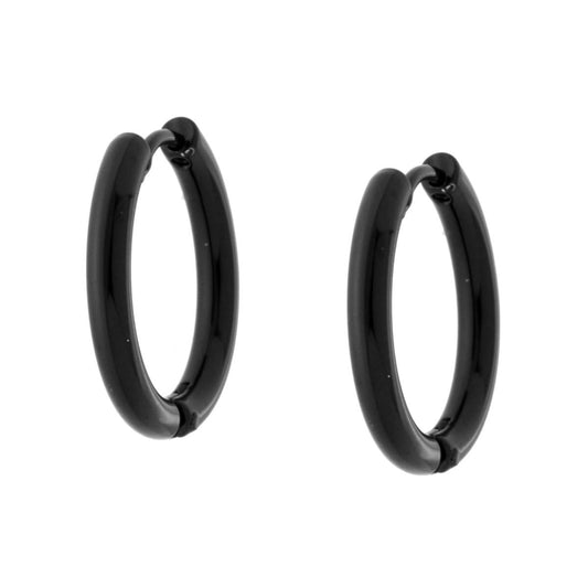 Ohrringe Creolen mit Schnappverschluss 18 mm aus Edelstahl schwarz - MeinSchmuckShop