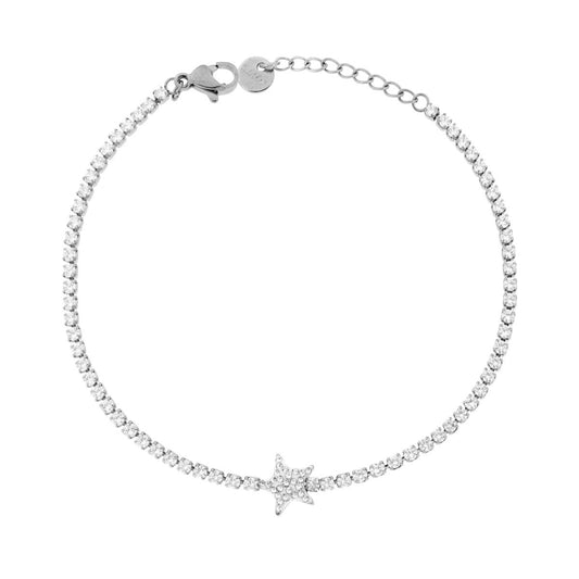 Tennisarmband mit Stern und weißen Kristallen aus Edelstahl - MeinSchmuckShop