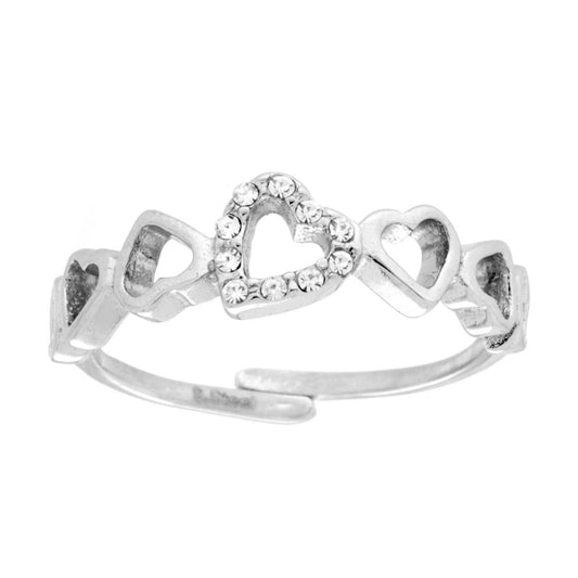 Herzring mit weißen Kristallen aus Edelstahl - MeinSchmuckShop