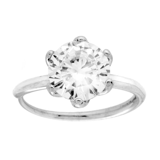 Solitärring, weißer Kristall, Ø 9 mm, aus Edelstahl - MeinSchmuckShop