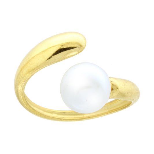 Chunky-Ring Gegensätzliche Umarmung mit Perle aus Edelstahl goldfarben - MeinSchmuckShop