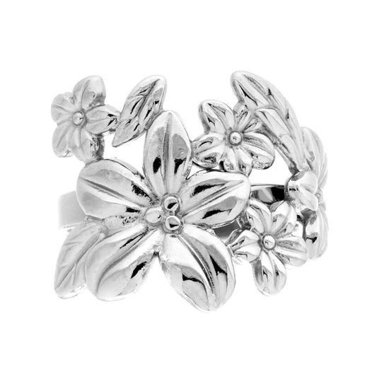 Ringband mit floralem Dekor aus Stahl - MeinSchmuckShop