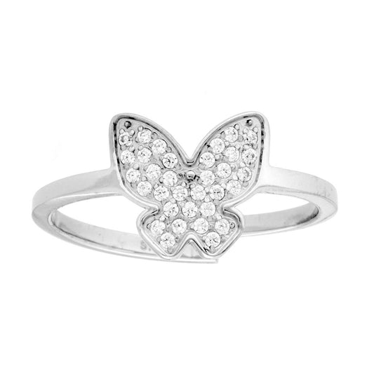 Ring Schmetterling mit Crystal Bianchi aus Edelstahl - MeinSchmuckShop