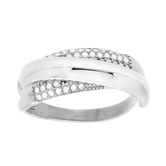 Ringband Multigambo mit weißen Kristallen aus Edelstahl - MeinSchmuckShop