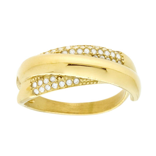 Ring mit Multigambo-Band und weißen Kristallen aus Stahl in Goldfarbe - MeinSchmuckShop