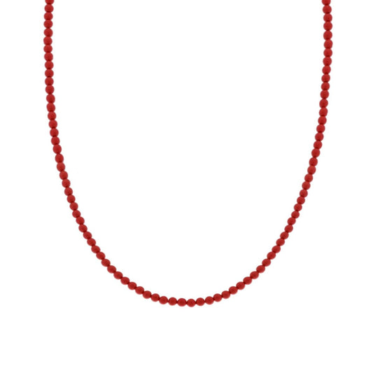 Kette aus Perlenfaden, 3 mm, Korallenrot, aus Edelstahl - MeinSchmuckShop