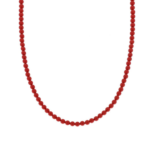 Faden-Perlenkette, 4 mm, Farbe Korallenrot, aus Edelstahl - MeinSchmuckShop