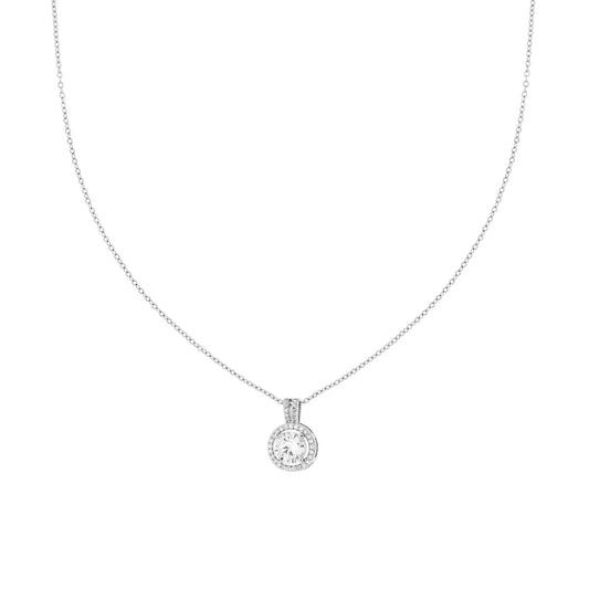Kette aus Forzatina, diamantierte Kette mit Lichtpunkt, umgeben von weißen Kristallen aus Edelstahl - MeinSchmuckShop