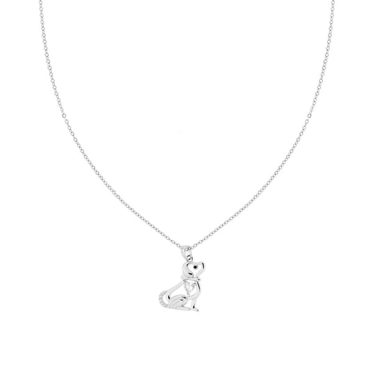Halskette Kette Forzatina diamantiert mit Cane, Lichtpunkt-Herz und weißen Kristallen aus Edelstahl - MeinSchmuckShop