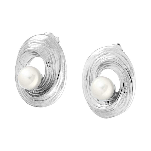 Ohrringe Vortex mit Perle aus Edelstahl - MeinSchmuckShop