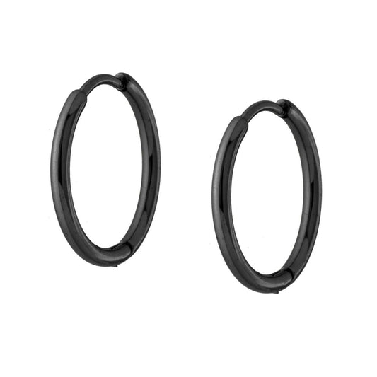 Ohrringe: 17 mm Edelstahlring mit Schnappverschluss, schwarz - MeinSchmuckShop