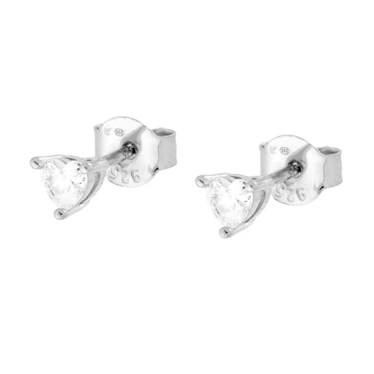 Ohrringe Punto Luce Herz Cubic Zirconia Weiß 3 mm in 925er Silber Rhodium-Galvanik - MeinSchmuckShop