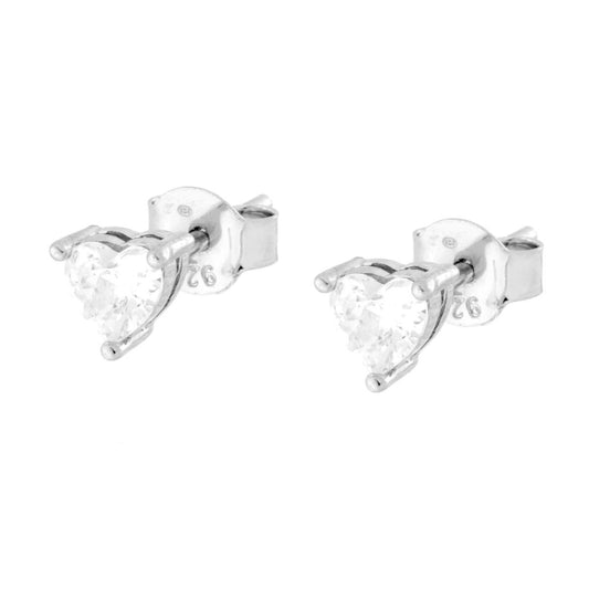 Ohrringe Punto Luce Herz Kubisches Zirkon Weiß 4 mm in 925er Silber rhodiniert - MeinSchmuckShop