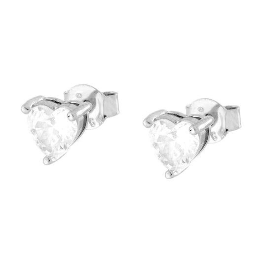 Ohrringe Punto-Licht Herz Kubische Zirkonia Weiß 5 mm Silber 925 Rhodium-beschichtet - MeinSchmuckShop