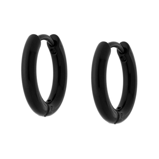 Ohrringe Kreisknappverschluss 15 mm aus Stahl Farbe Schwarz - MeinSchmuckShop