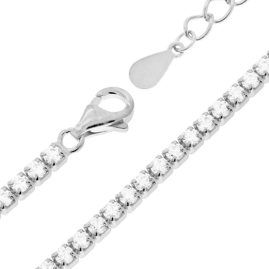 Tennisarmband Griffe cm 17+3 mit Zirkonen 2 mm Weiß in Silber 925, galvanisch rhodiniert - MeinSchmuckShop