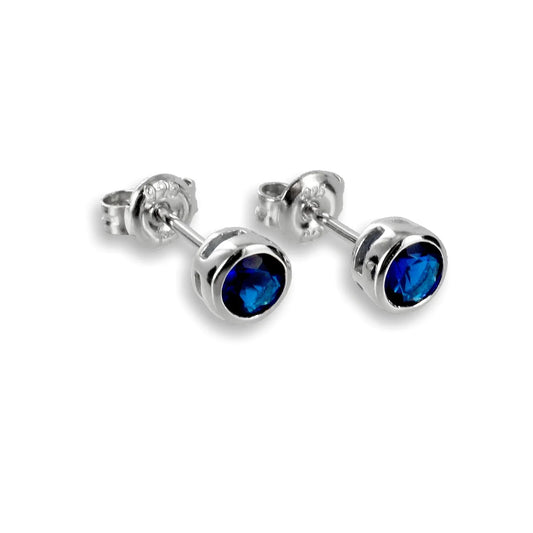 Ohrstecker Zirkonia 2,5mm blau Silber 925/000 rhodiniert - MeinSchmuckShop