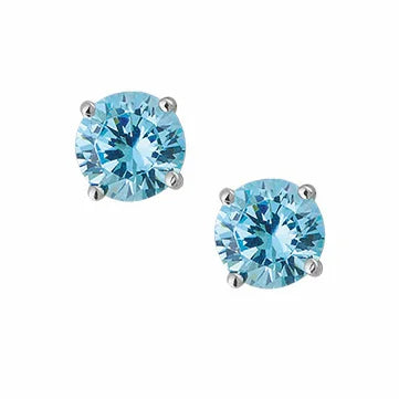 Ohrstecker Zirkonia aqua 4mm Silber 925 - MeinSchmuckShop