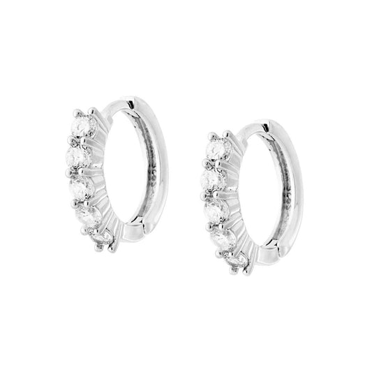 Ohrring-Kreise 15 mm mit weißen Zirkonen aus 925er Silber, galvanisch rhodiniert - MeinSchmuckShop