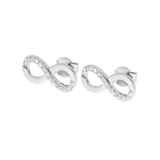 Ohrringe Infinity mit weißen Zirkonen aus 925er Silber rhodiniert. - MeinSchmuckShop
