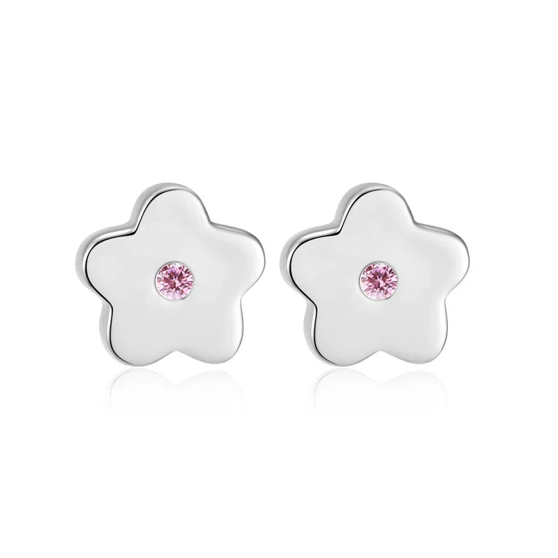 Ohrstecker Blume mit Zirkonia pink Silber 925/000 - MeinSchmuckShop