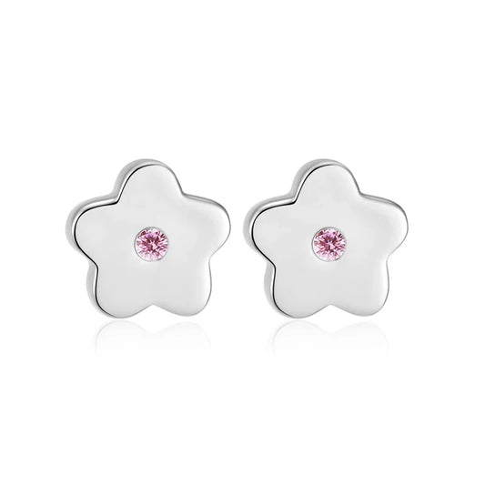 Ohrstecker Blume mit Zirkonia pink Silber 925/000 - MeinSchmuckShop