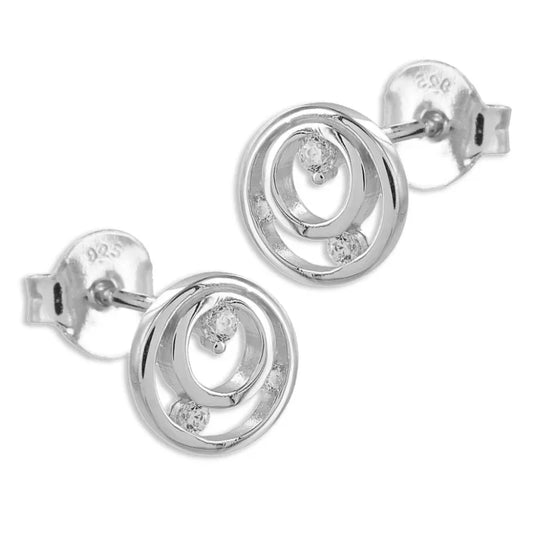 Ohrstecker mit 6 Zirkonia Silber 925/000 - MeinSchmuckShop