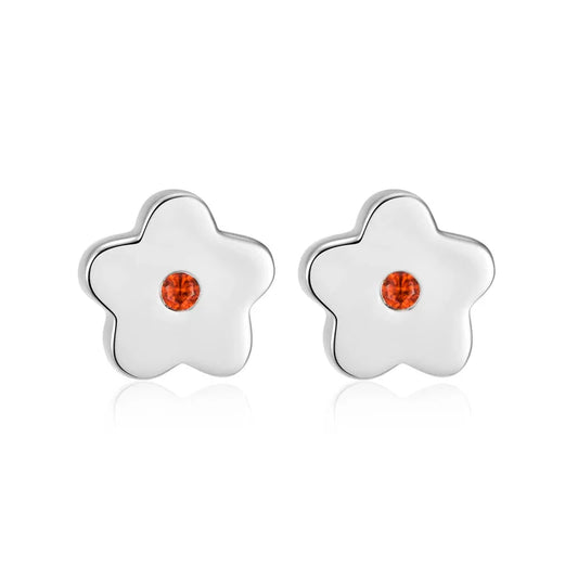 Ohrstecker Blume mit Zirkonia rot Silber 925/000 - MeinSchmuckShop