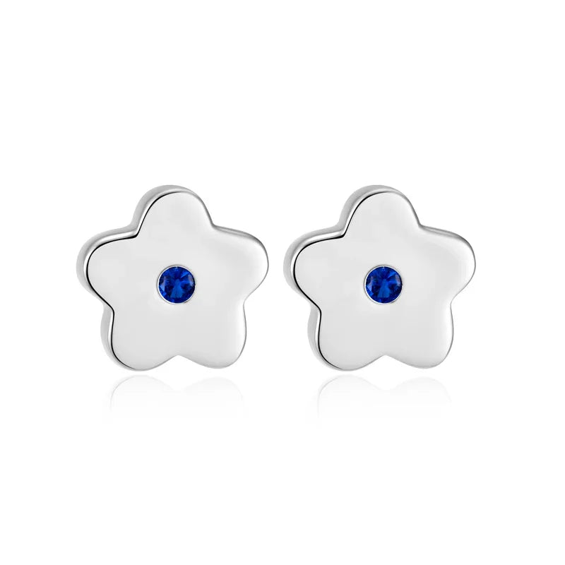 Ohrstecker Blume mit Zirkonia blau Silber 925/000 - MeinSchmuckShop