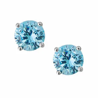 Ohrstecker Zirkonia aqua 6mm Silber 925 - MeinSchmuckShop