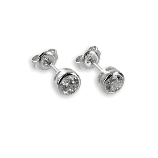 Ohrstecker Zirkonia 2,5mm weiß Silber 925/000 rhodiniert - MeinSchmuckShop