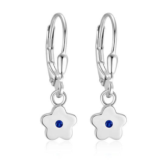 Ohrhänger Blume mit Zirkonia blau Silber 925/000 - MeinSchmuckShop