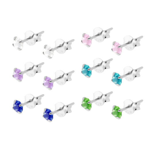 Ohrringe Punto Luce Rund 4 mm mit Krappenfassung und Cubic Zirconia, Farbe Silber 925 - MeinSchmuckShop