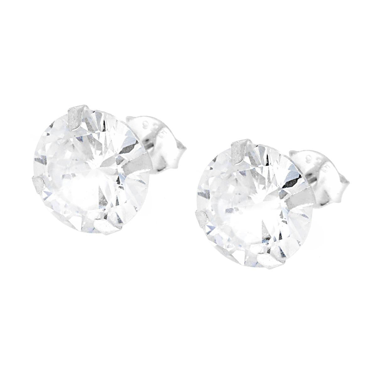 Ohrringe Punto-Luce Rundstein Ø 9 mm, Krappenfassung, mit Zirkon, Silber 925 - MeinSchmuckShop