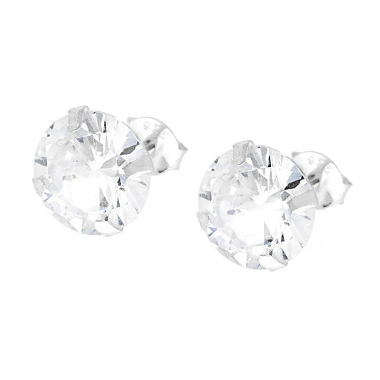 Ohrringe Punto-Luce Rundstein Ø 9 mm, Krappenfassung, mit Zirkon, Silber 925 - MeinSchmuckShop