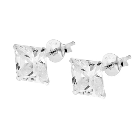 Ohrringe Punto Luce Quadrat 7 mm mit weißem Zirkon in Silber 925 - MeinSchmuckShop