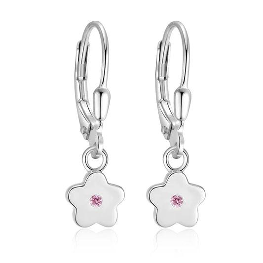 Ohrhänger Blume mit Zirkonia pink Silber 925/000 - MeinSchmuckShop