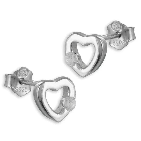 Ohrstecker Herz Zirkonia Echt Silber 925/000 - MeinSchmuckShop